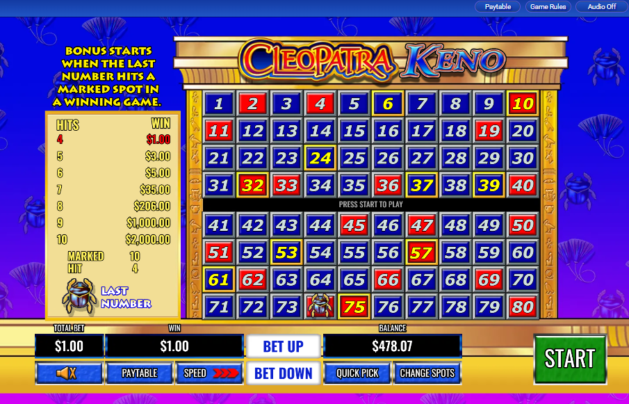 Cleopatra Keno carousel image 1